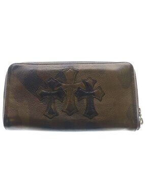 Chrome Hearts Rec Zip 3 Cemetery Cross Patch Zip Around Wallet Camouflage Green